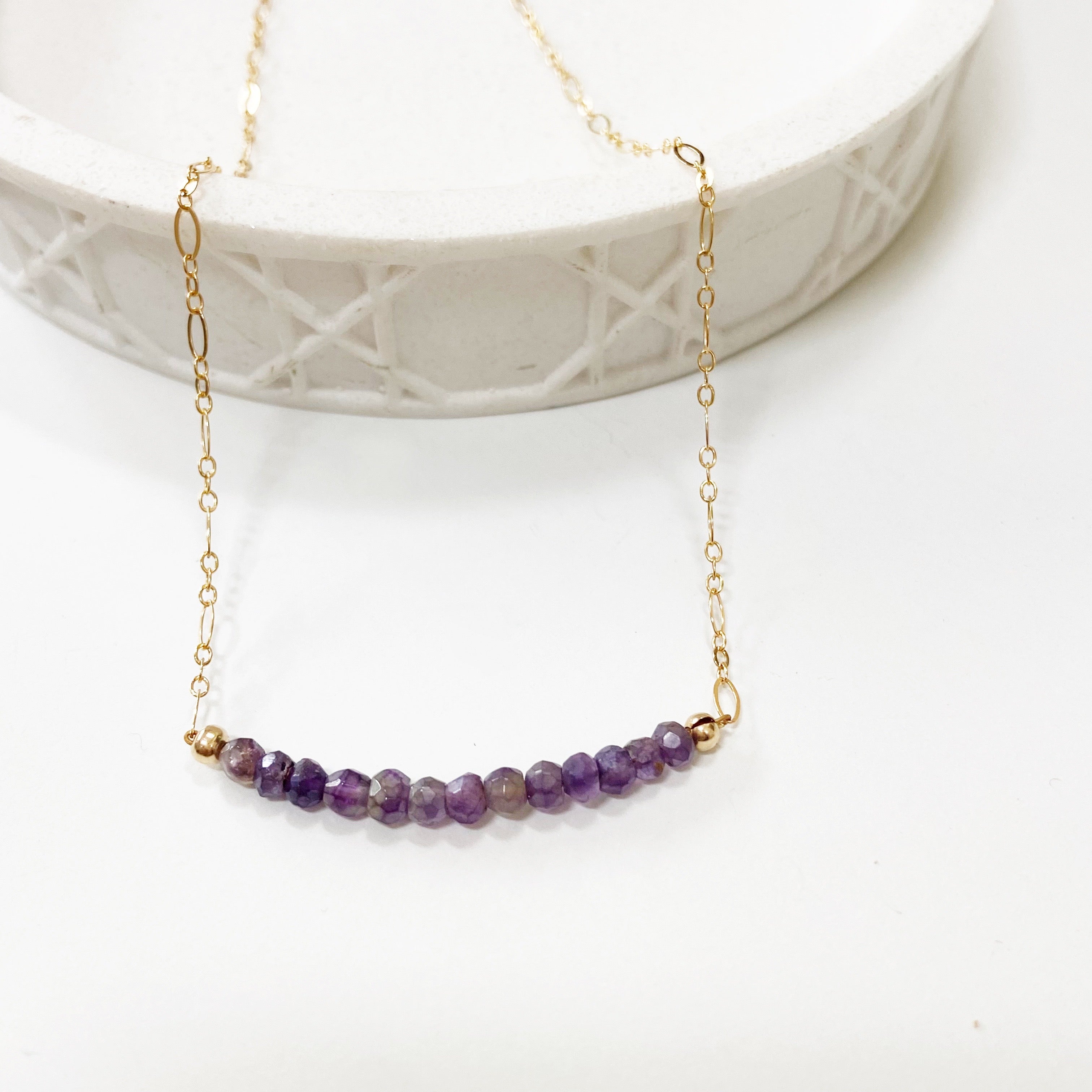 Be Uniquely You - Purple Amethyst Choker Segment Necklace (15.5 Inches)
